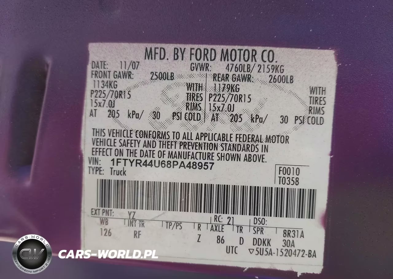 2008 Ford Ranger Sport-Xlt VIN:1FTYR44U68PA48957 - 9