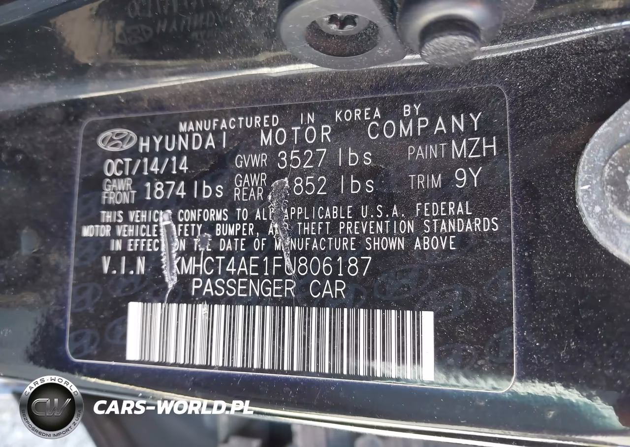 2015 Hyundai Accent Gls VIN:KMHCT4AE1FU806187 - 9