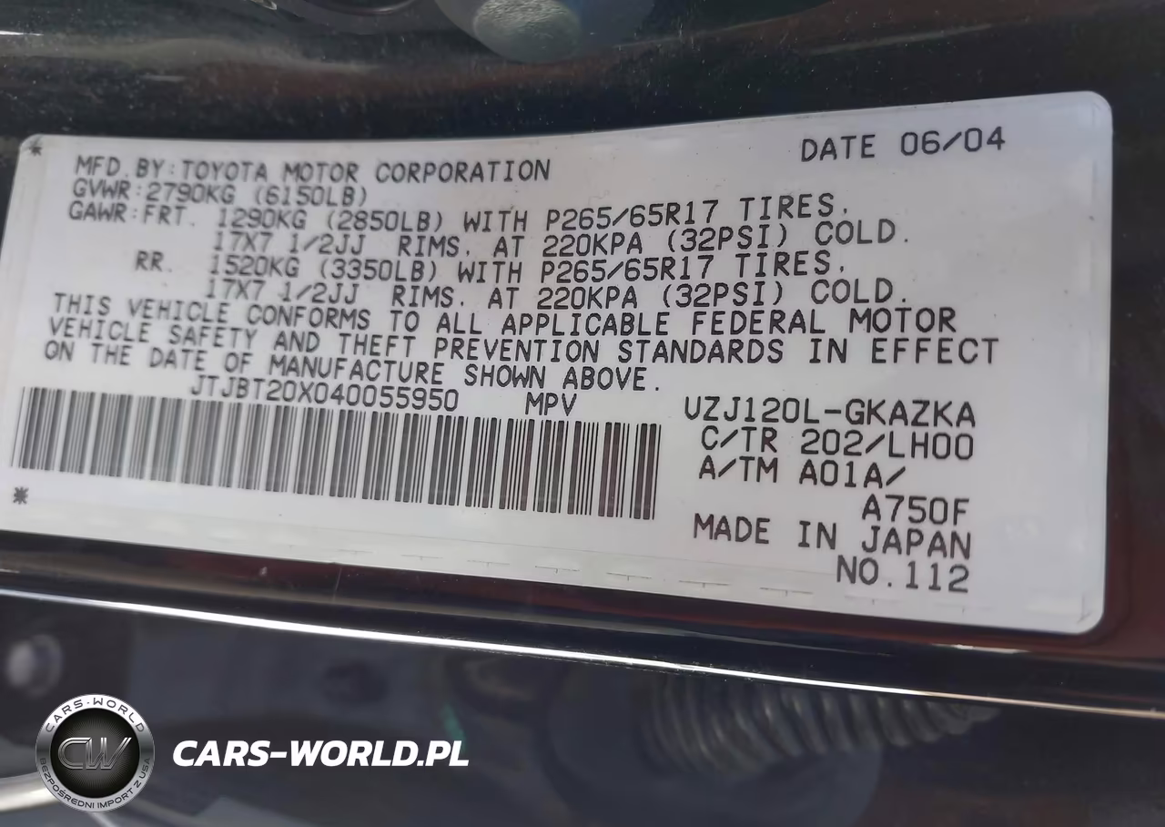 2004 Lexus Gx 470 VIN:JTJBT20X040055950 - 9