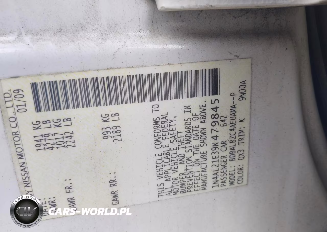 2009 Nissan Altima 2.5 S VIN:1N4AL21E39N479845 - 9