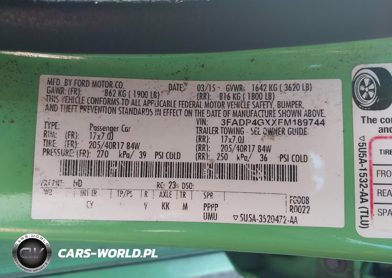 2015 Ford Fiesta St VIN:3FADP4GXXFM189744 - 9