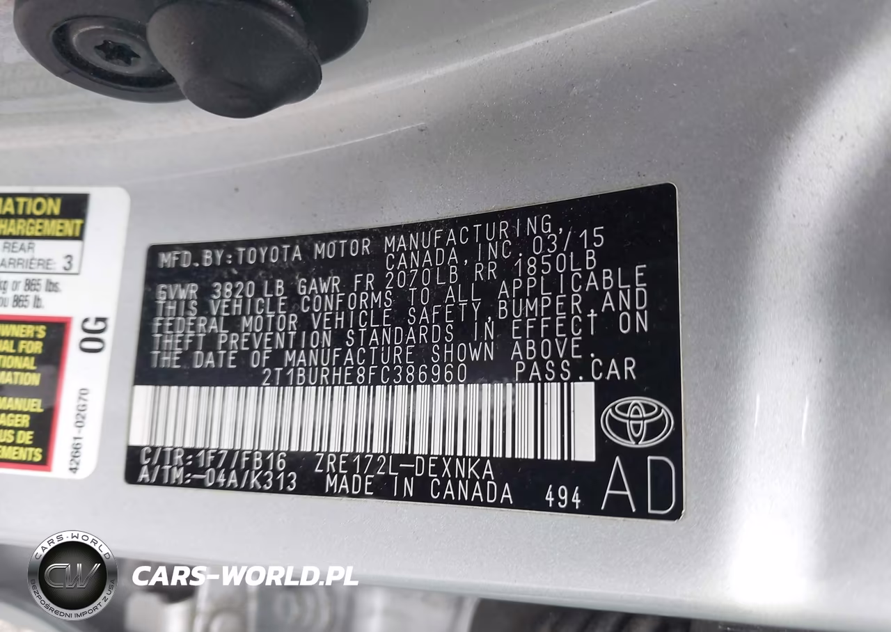2015 Toyota Corolla Le VIN:2T1BURHE8FC386960 - 9