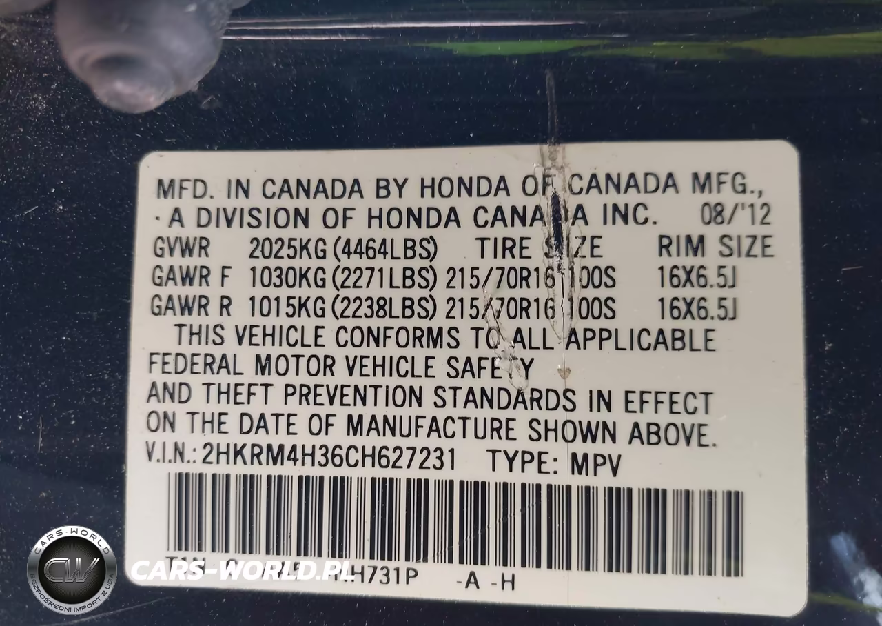 2012 Honda Cr-V Lx VIN:2HKRM4H36CH627231 - 9