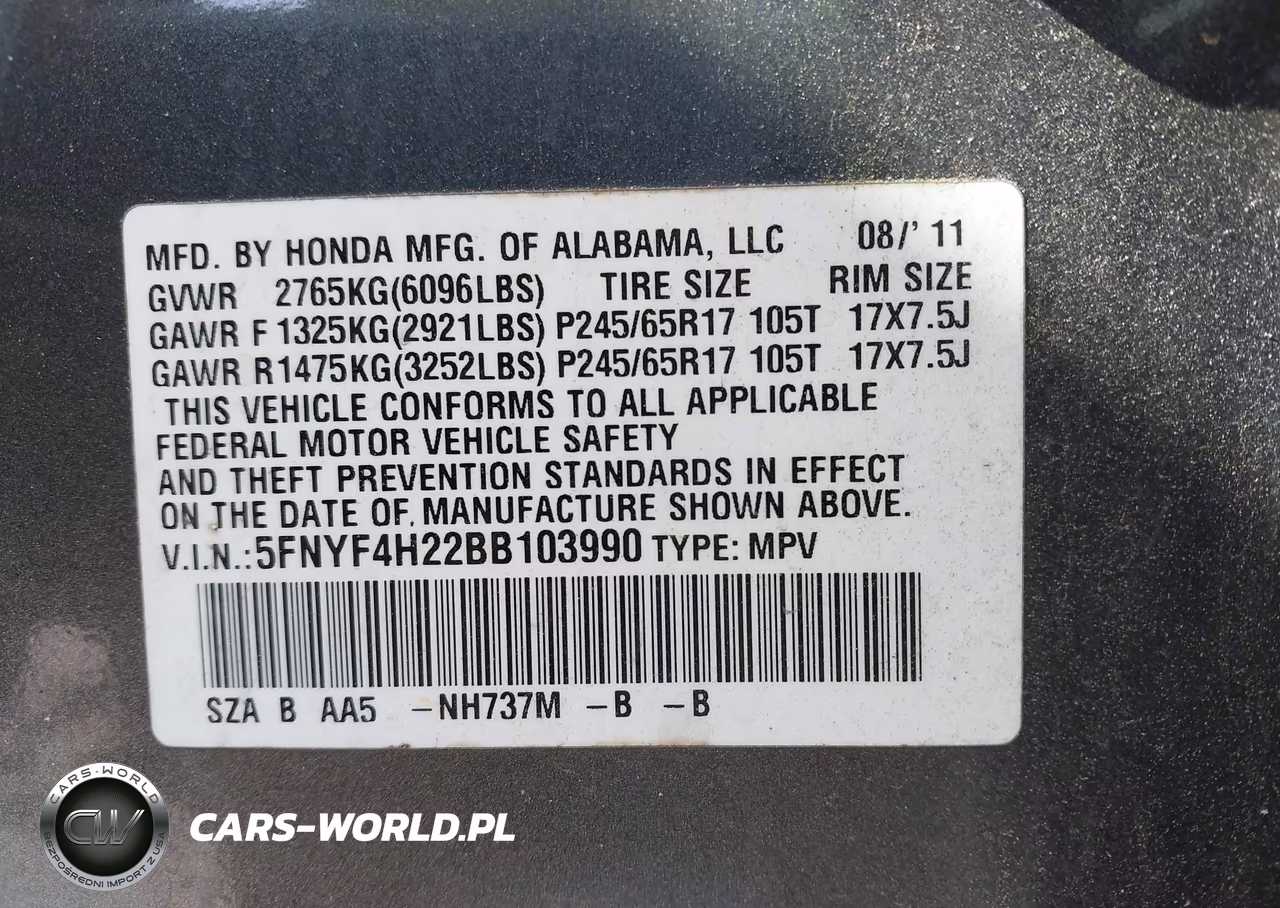 2011 Honda Pilot Lx VIN:5FNYF4H22BB103990 - 9