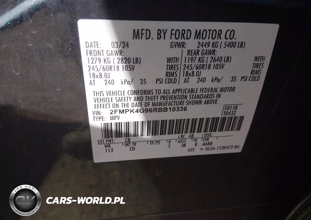 2024 Ford Edge Se VIN:2FMPK4G96RBB10336 - 9