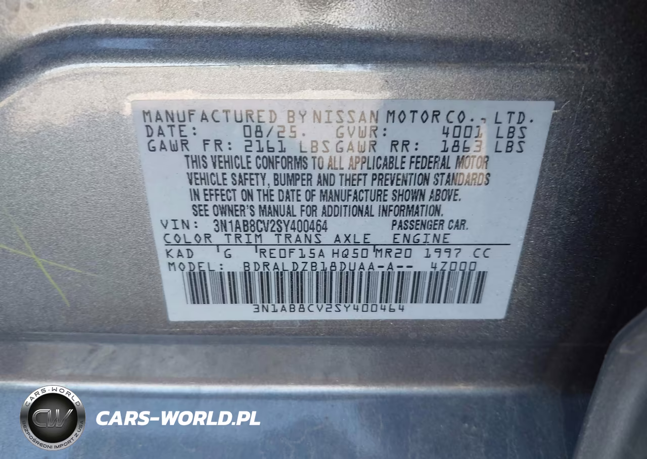 2025 Nissan Sentra Sv VIN:3N1AB8CV2SY400464 - 9