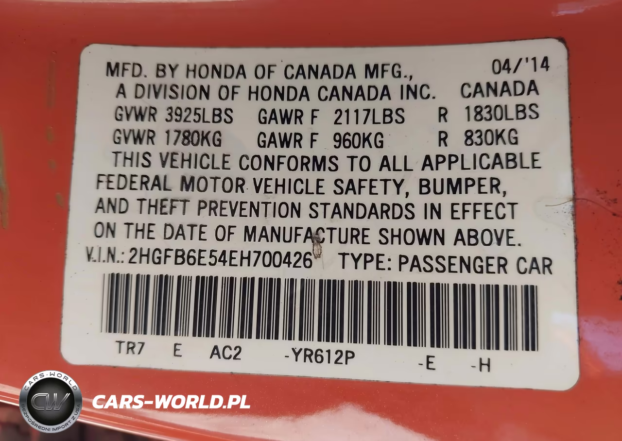 2014 Honda Civic Si VIN:2HGFB6E54EH700426 - 9