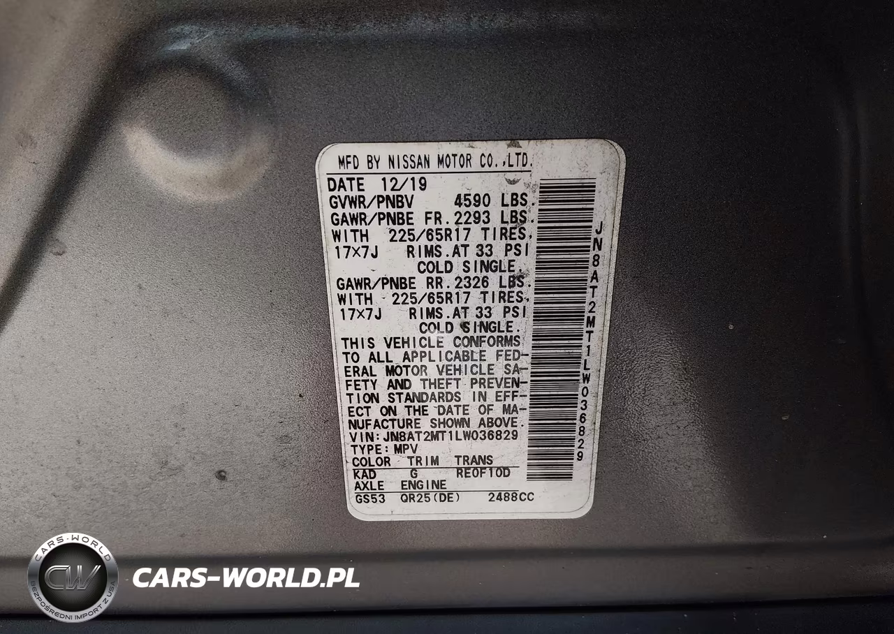 2020 Nissan Rogue S Fwd VIN:JN8AT2MT1LW036829 - 9