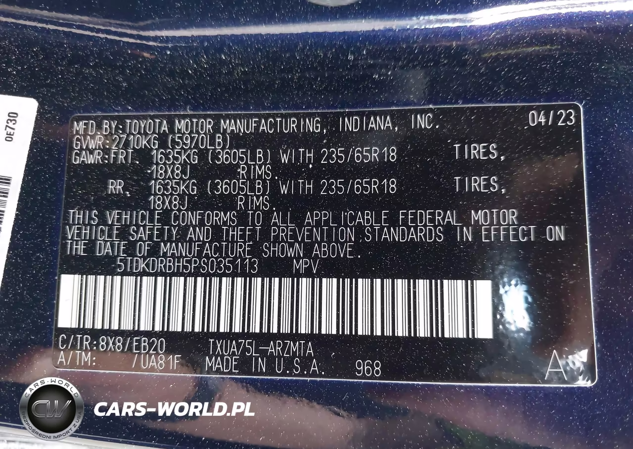 2023 Toyota Highlander Xle VIN:5TDKDRBH5PS035113 - 9
