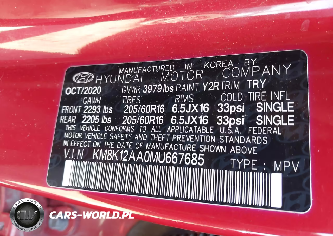 2021 Hyundai Kona Se VIN:KM8K12AA0MU667685 - 9