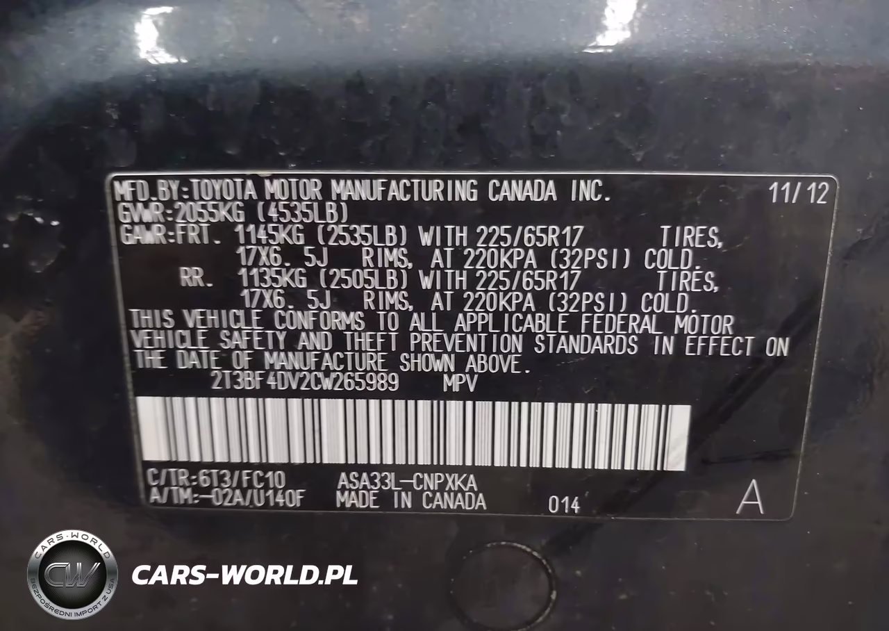 2012 Toyota Rav4 VIN:2T3BF4DV2CW265989 - 9