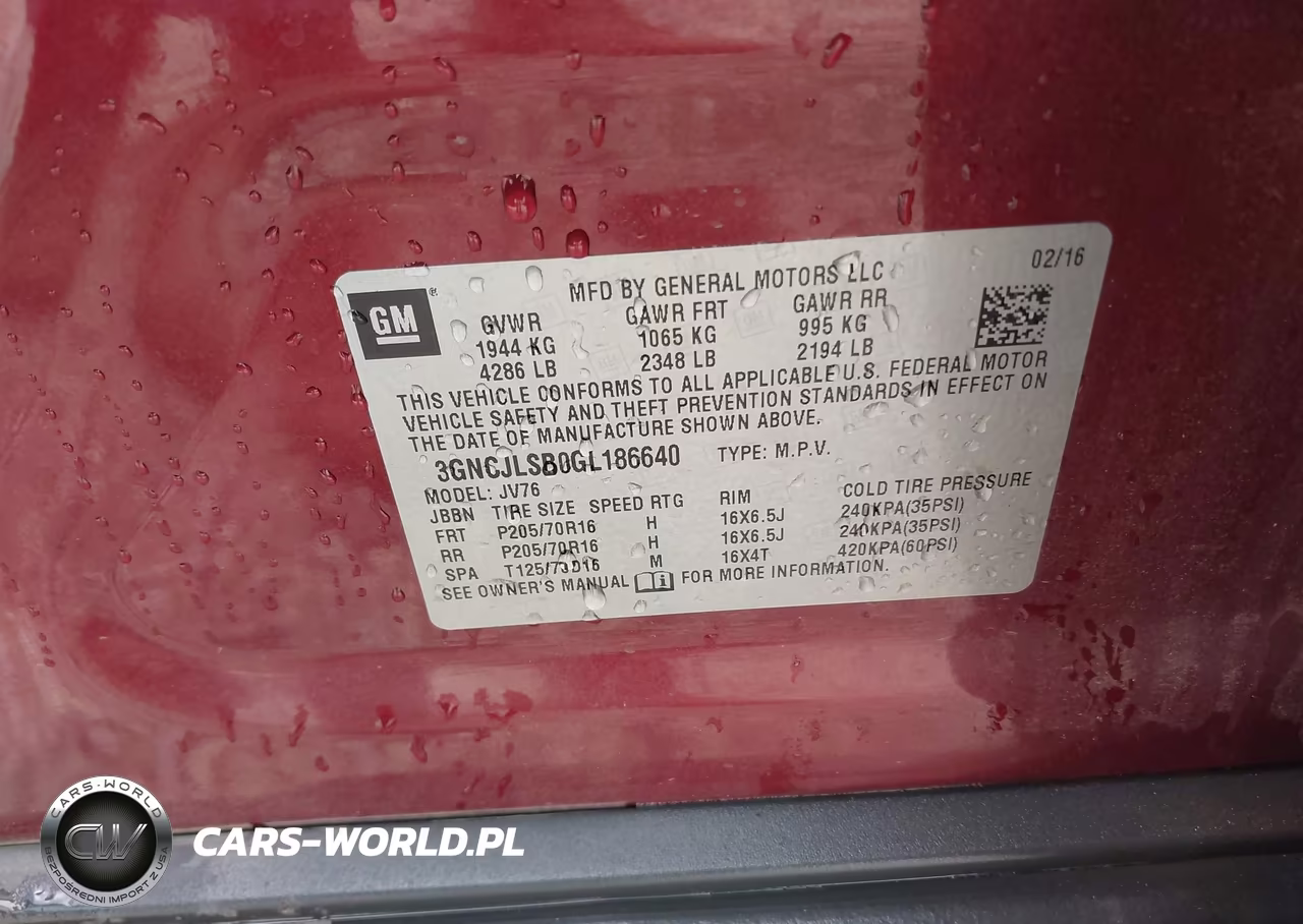 2016 Chevrolet Trax Lt VIN:3GNCJLSB0GL186640 - 9