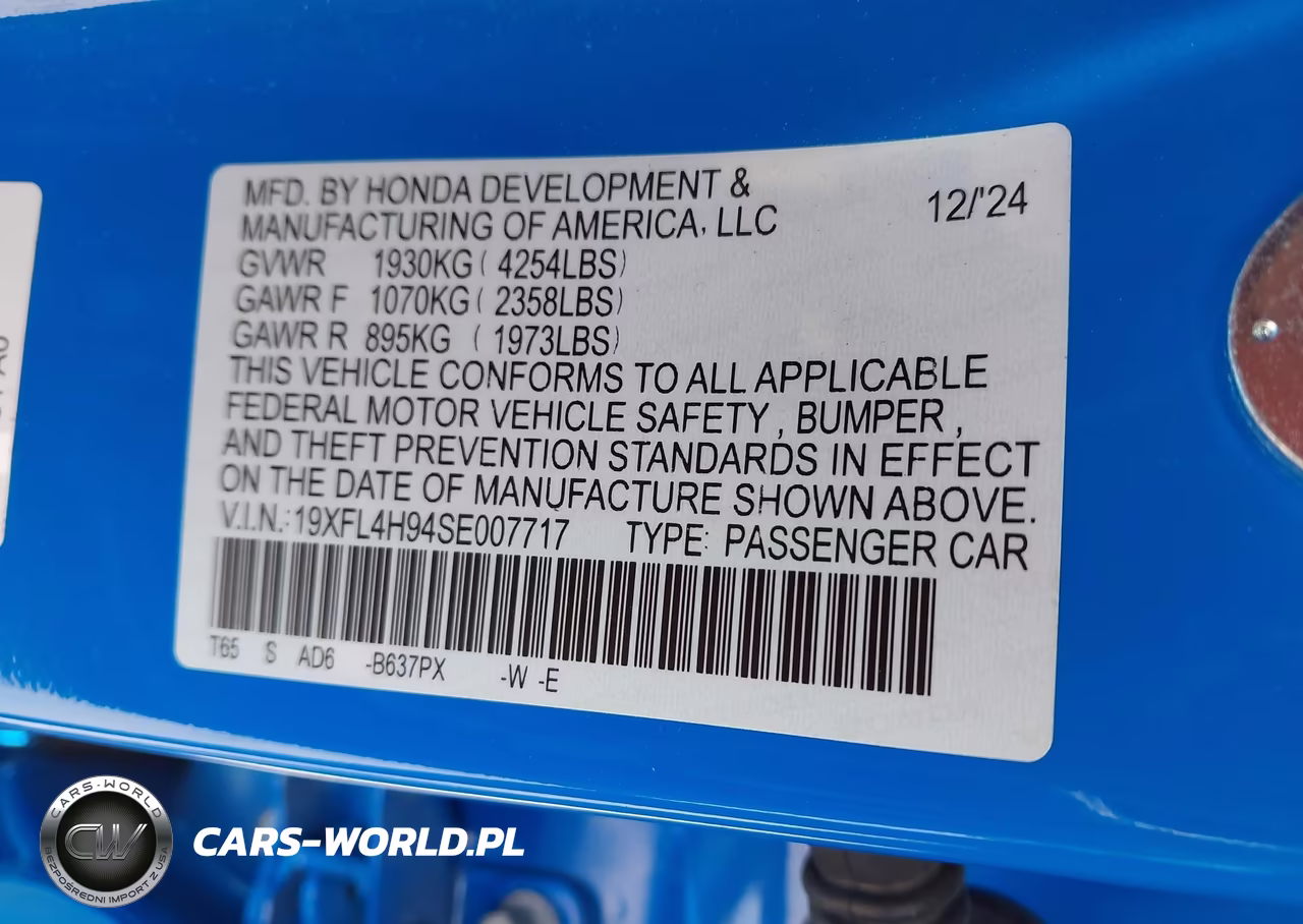 2025 Honda Civic Hybrid Sport Touring VIN:19XFL4H94SE007717 - 9