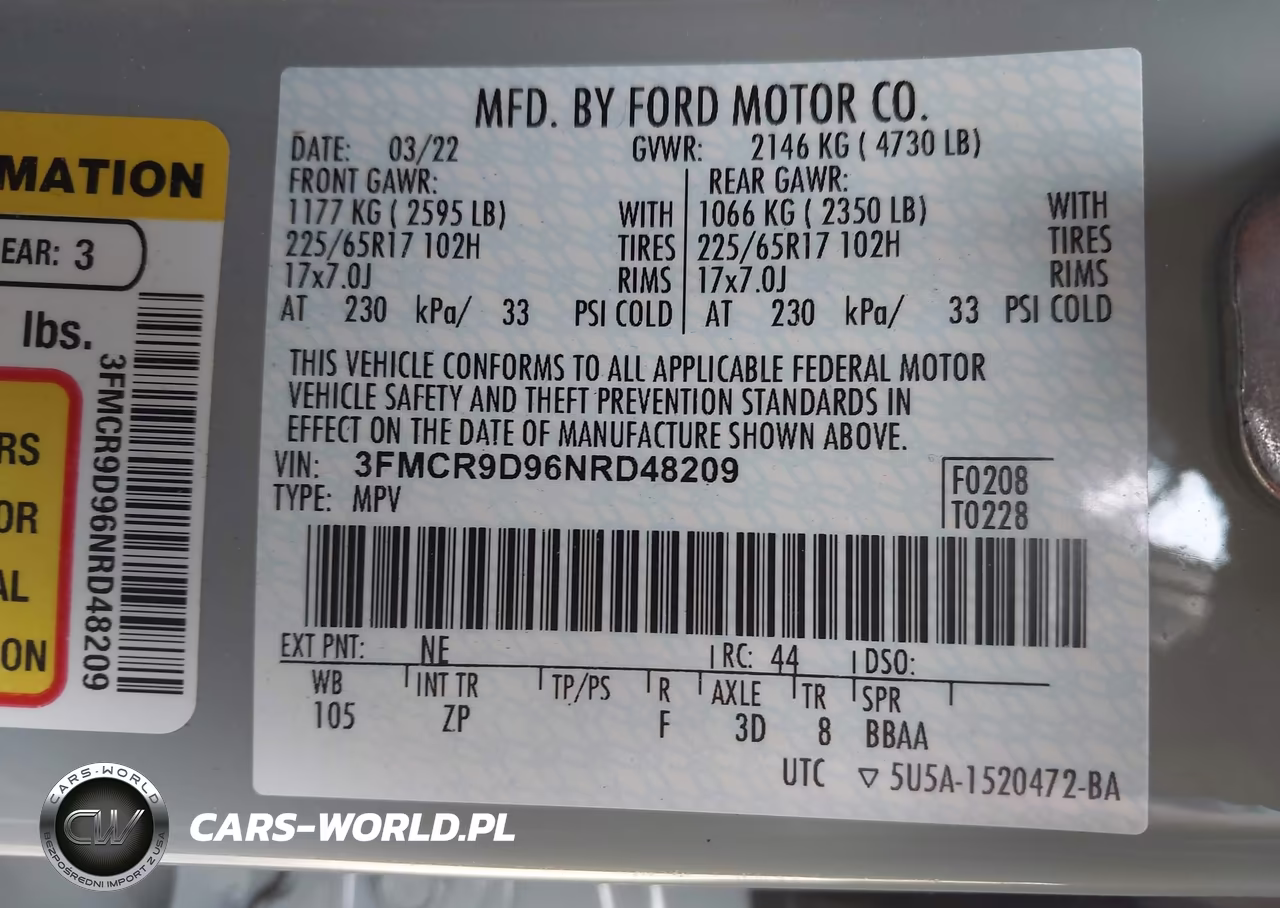 2022 Ford Bronco Sport Badlands VIN:3FMCR9D96NRD48209 - 9