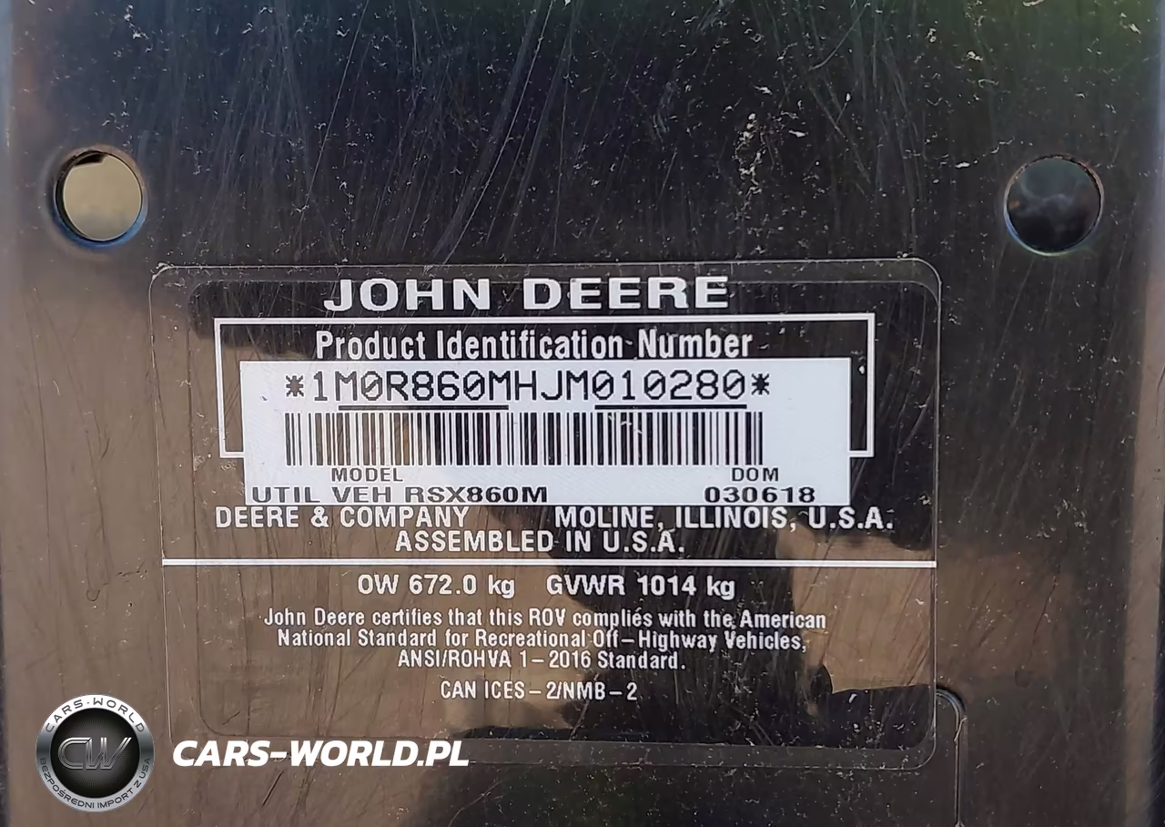 2018 John Deere Sxs VIN:1M0R860MHJM010280 - 10