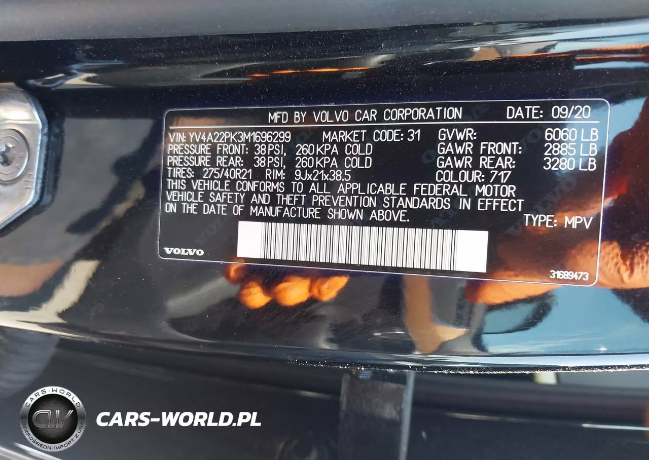 2021 Volvo Xc90 T6 Momentum 7 Passenger VIN:YV4A22PK3M1696299 - 9