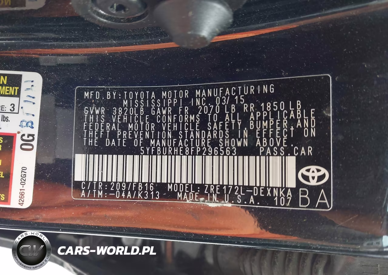 2015 Toyota Corolla Le VIN:5YFBURHE8FP296563 - 9