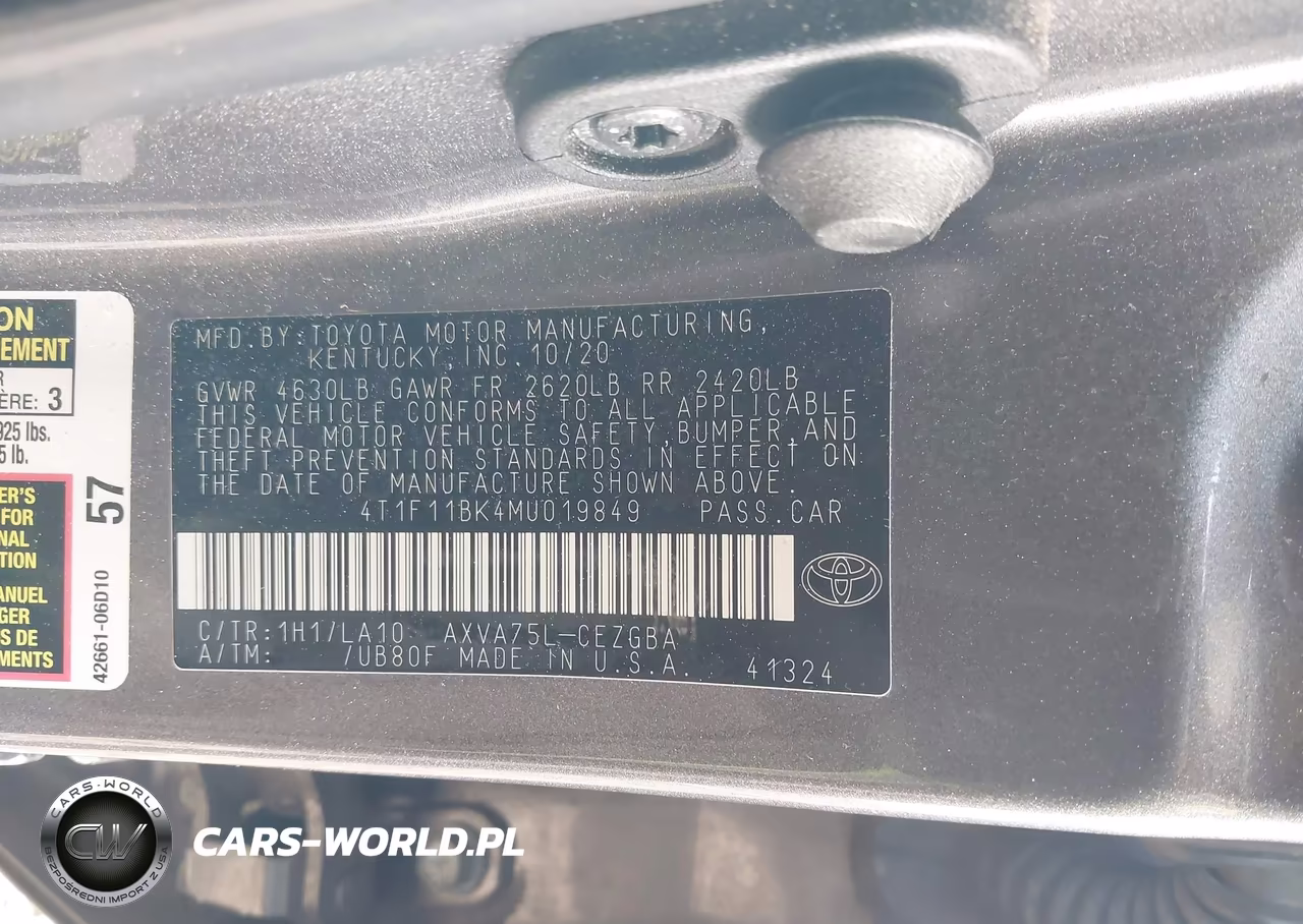 2021 Toyota Camry Xle Awd VIN:4T1F11BK4MU019849 - 9