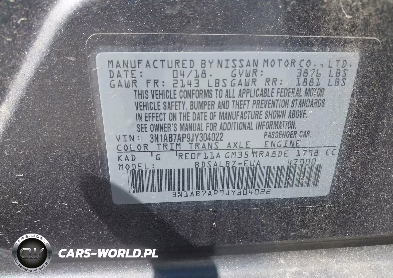 2018 Nissan Sentra S VIN:3N1AB7AP9JY304022 - 9