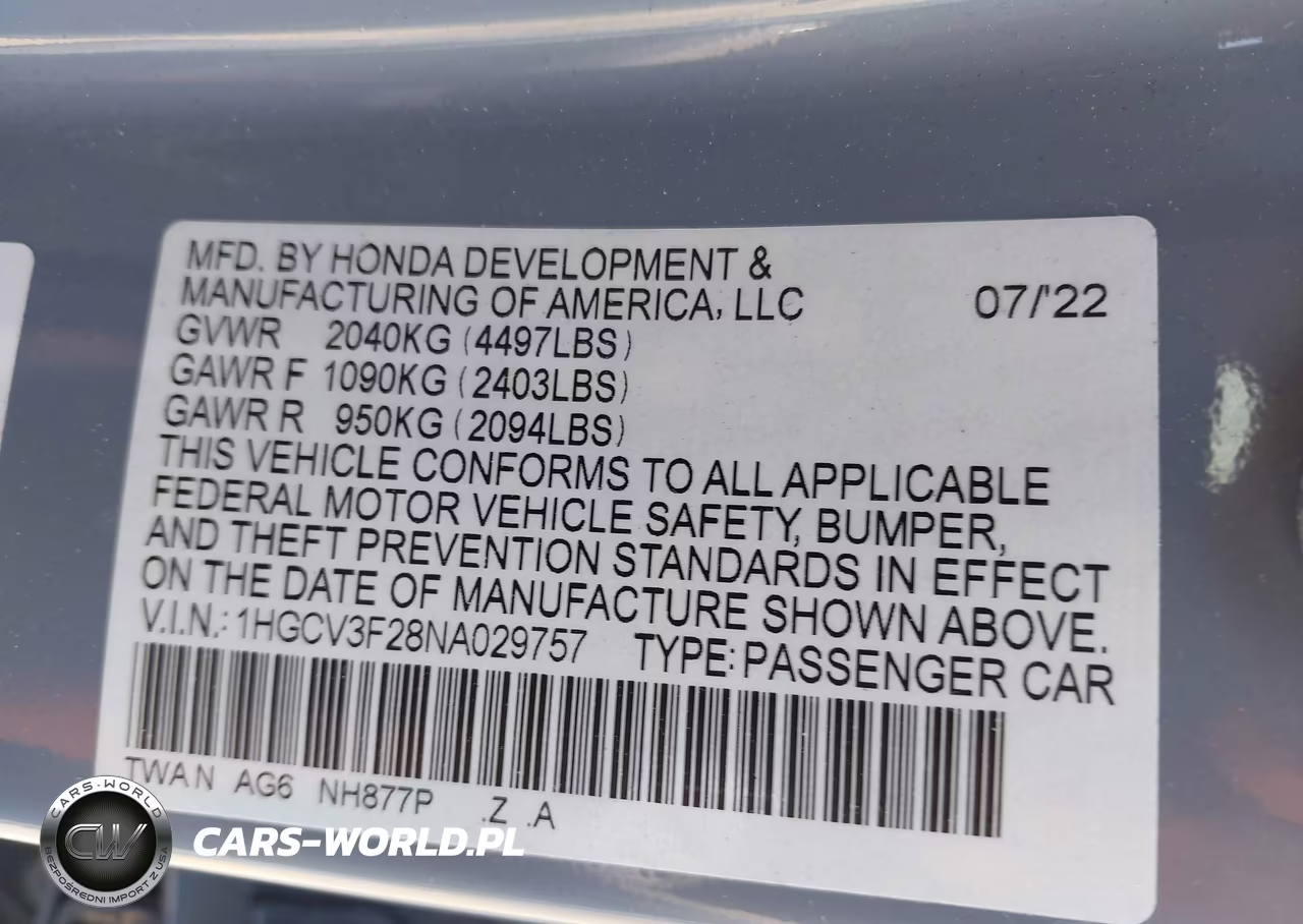2022 Honda Accord Hybrid Sport VIN:1HGCV3F28NA029757 - 9