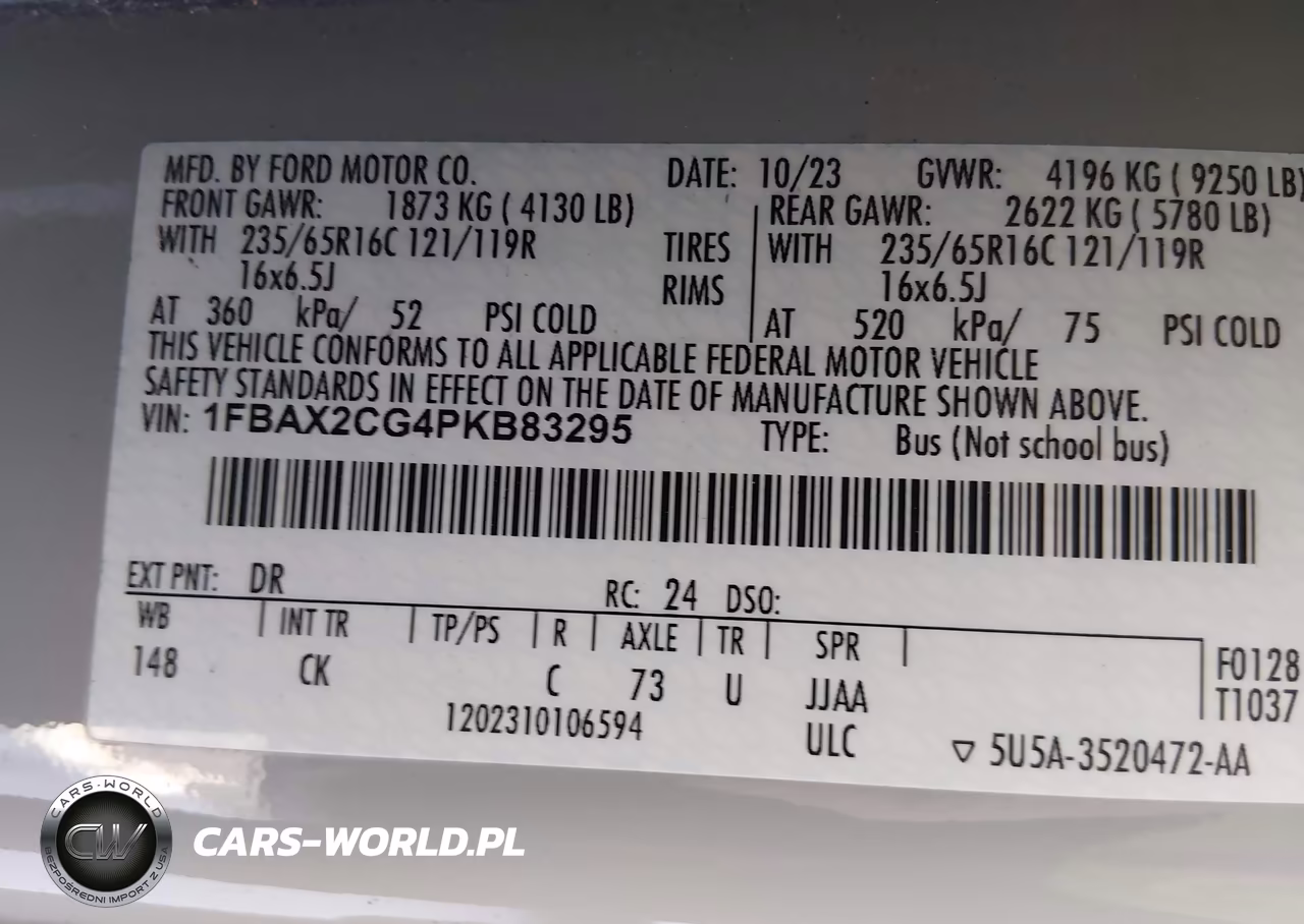 2023 Ford Transit-350 Passenger Van Xlt VIN:1FBAX2CG4PKB83295 - 9