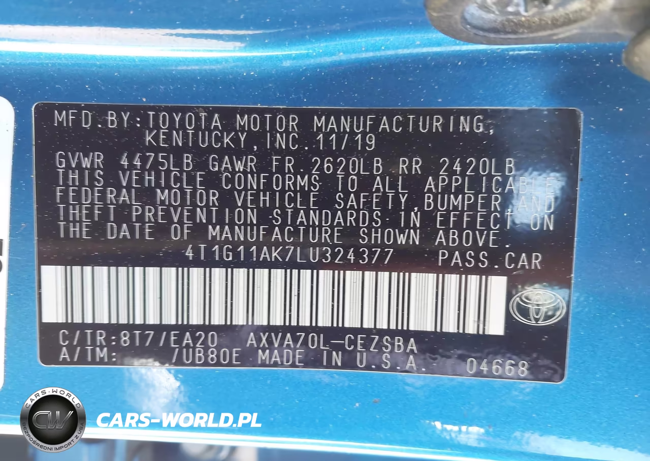2020 Toyota Camry Se VIN:4T1G11AK7LU324377 - 9