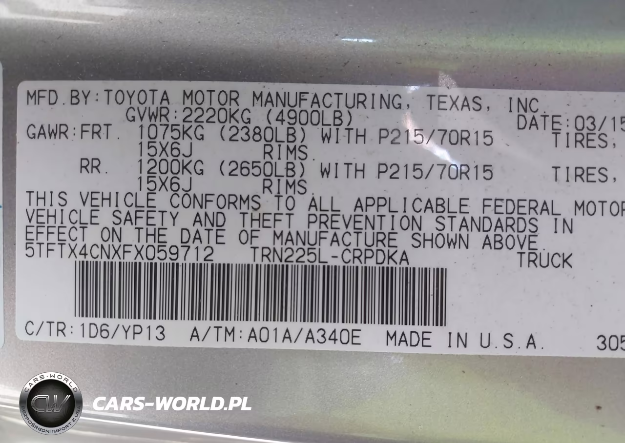 2015 Toyota Tacoma VIN:5TFTX4CNXFX059712 - 9