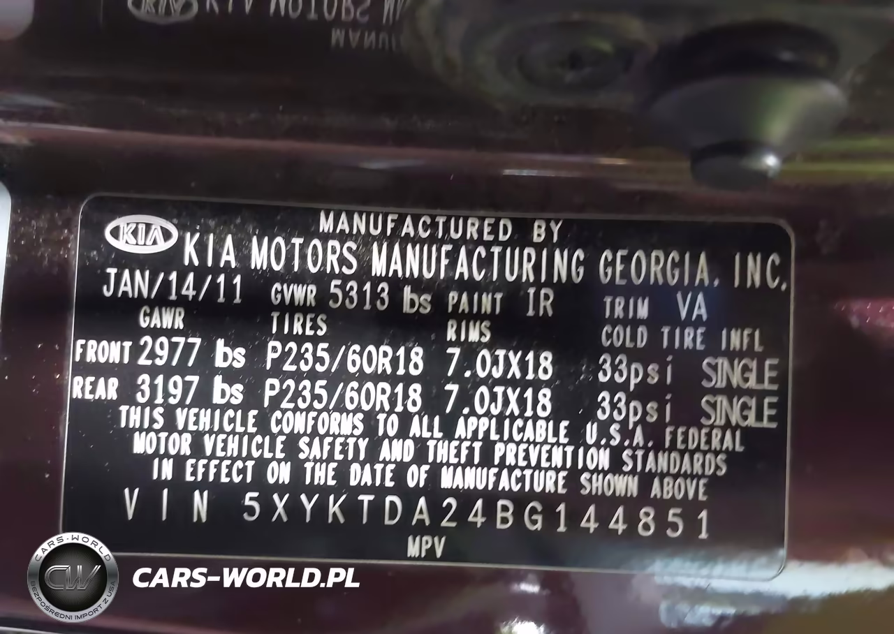 2011 Kia Sorento Lx V6 VIN:5XYKTDA24BG144851 - 9