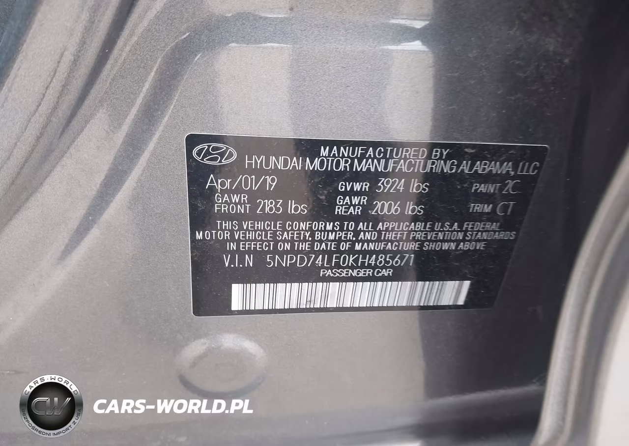2019 Hyundai Elantra Se VIN:5NPD74LF0KH485671 - 9