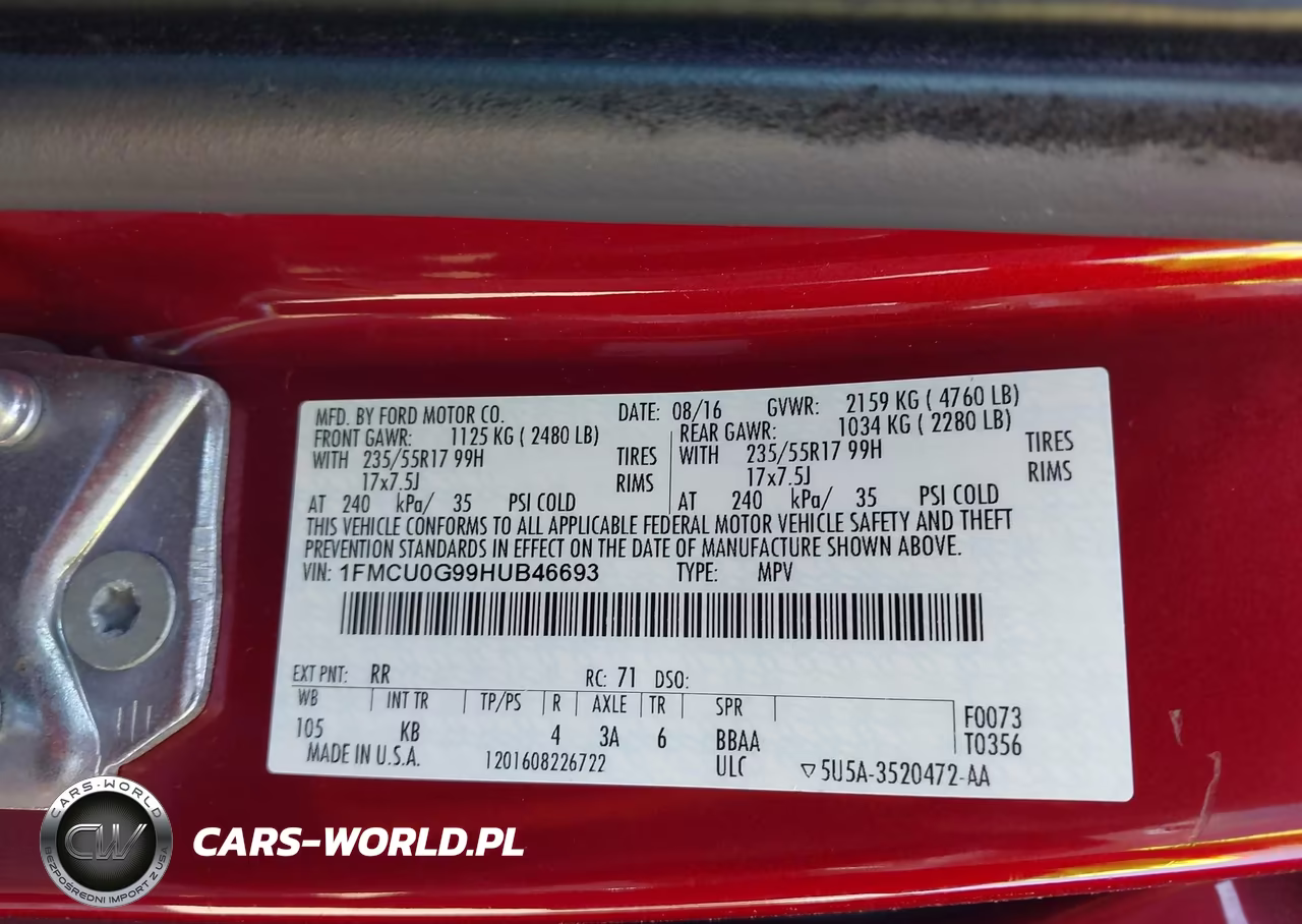2017 Ford Escape Se VIN:1FMCU0G99HUB46693 - 9