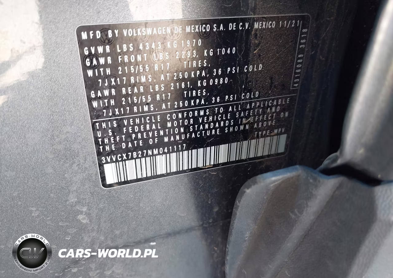 2022 Volkswagen Taos 1.5T S VIN:3VVCX7B27NM041117 - 9