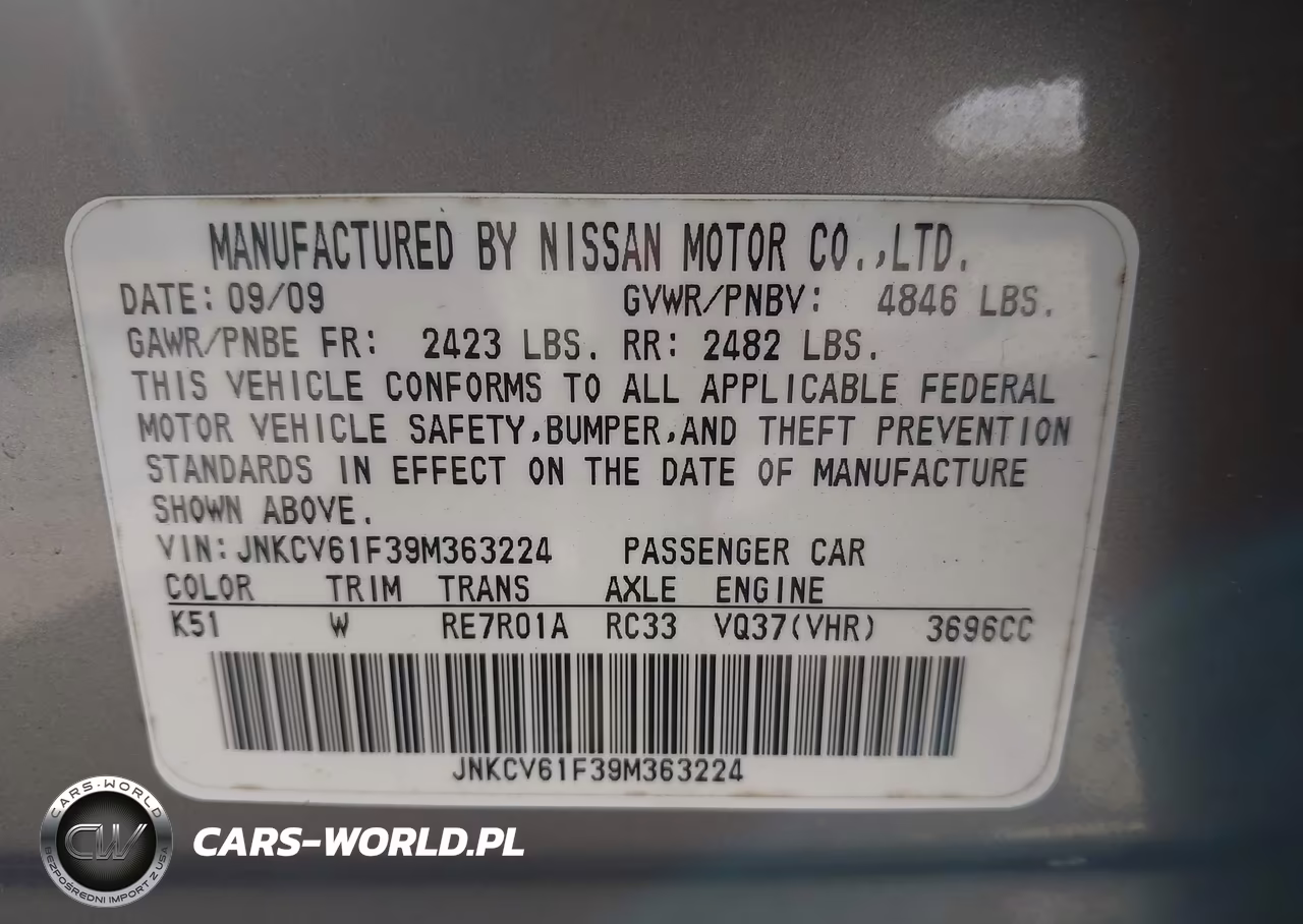 2009 Infiniti G37X VIN:JNKCV61F39M363224 - 9