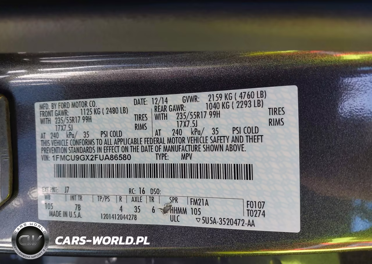2015 Ford Escape Se VIN:1FMCU9GX2FUA86580 - 9