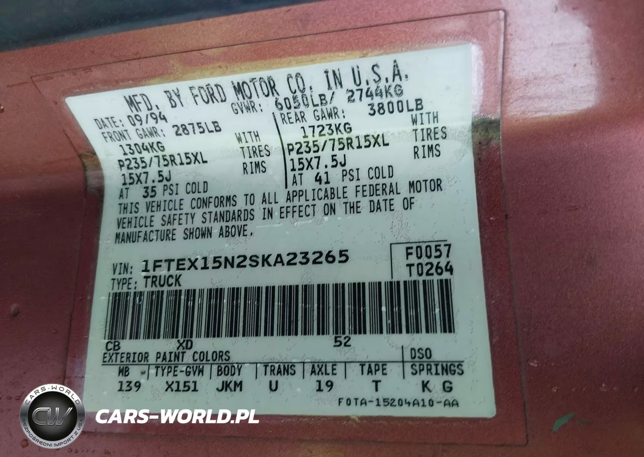 1995 Ford F150 VIN:1FTEX15N2SKA23265 - 9