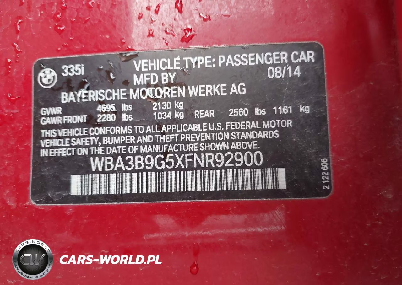 2015 BMW 335I xDrive VIN:WBA3B9G5XFNR92900 - 9