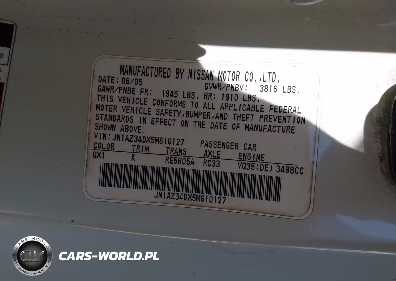 2005 Nissan 350Z Touring VIN:JN1AZ34DX5M610127 - 9
