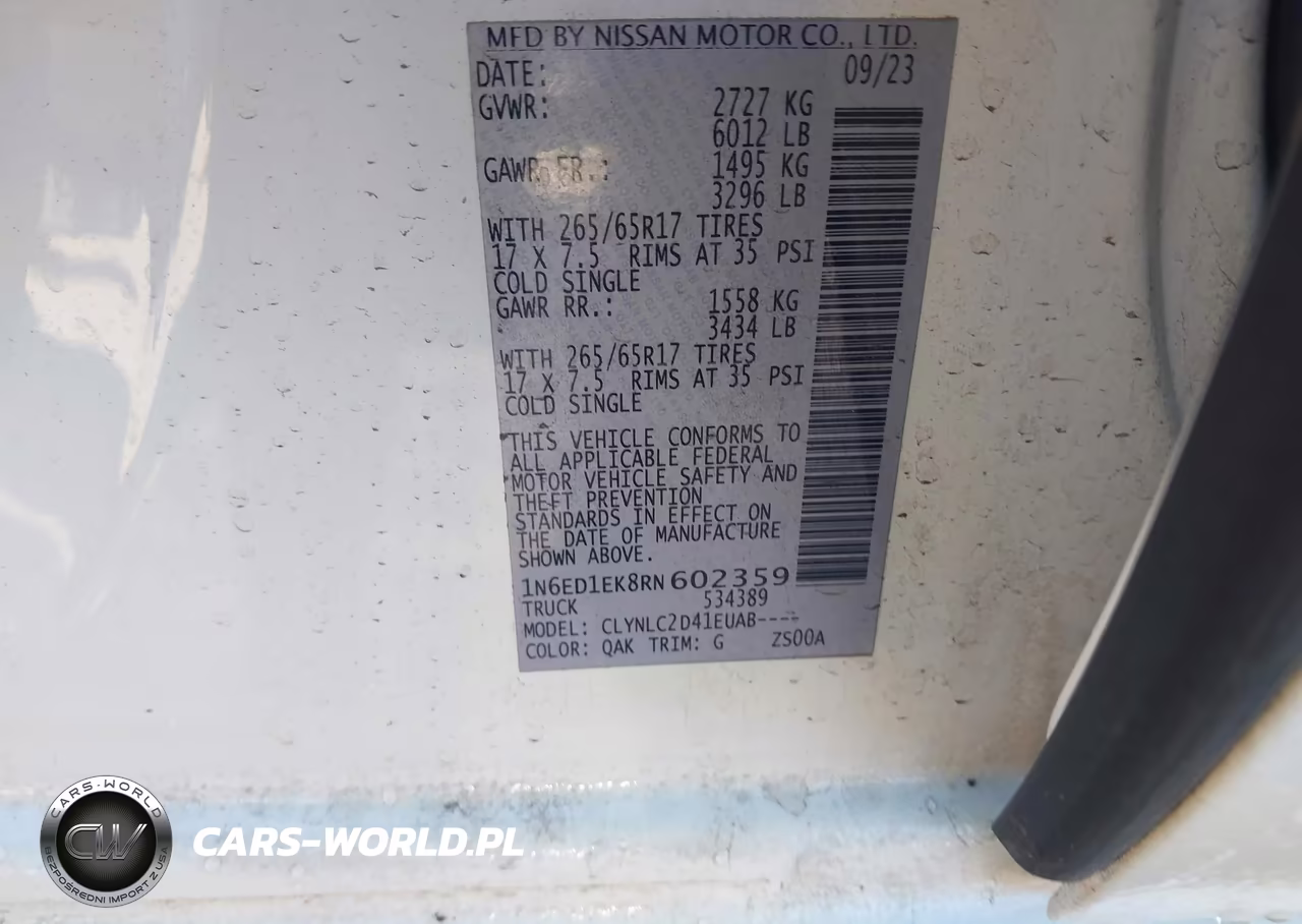2024 Nissan Frontier Sv 4X4 VIN:1N6ED1EK8RN602359 - 9