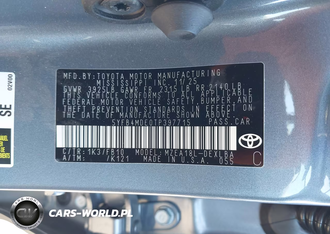 2026 Toyota Corolla Le VIN:5YFB4MDE0TP397715 - 9