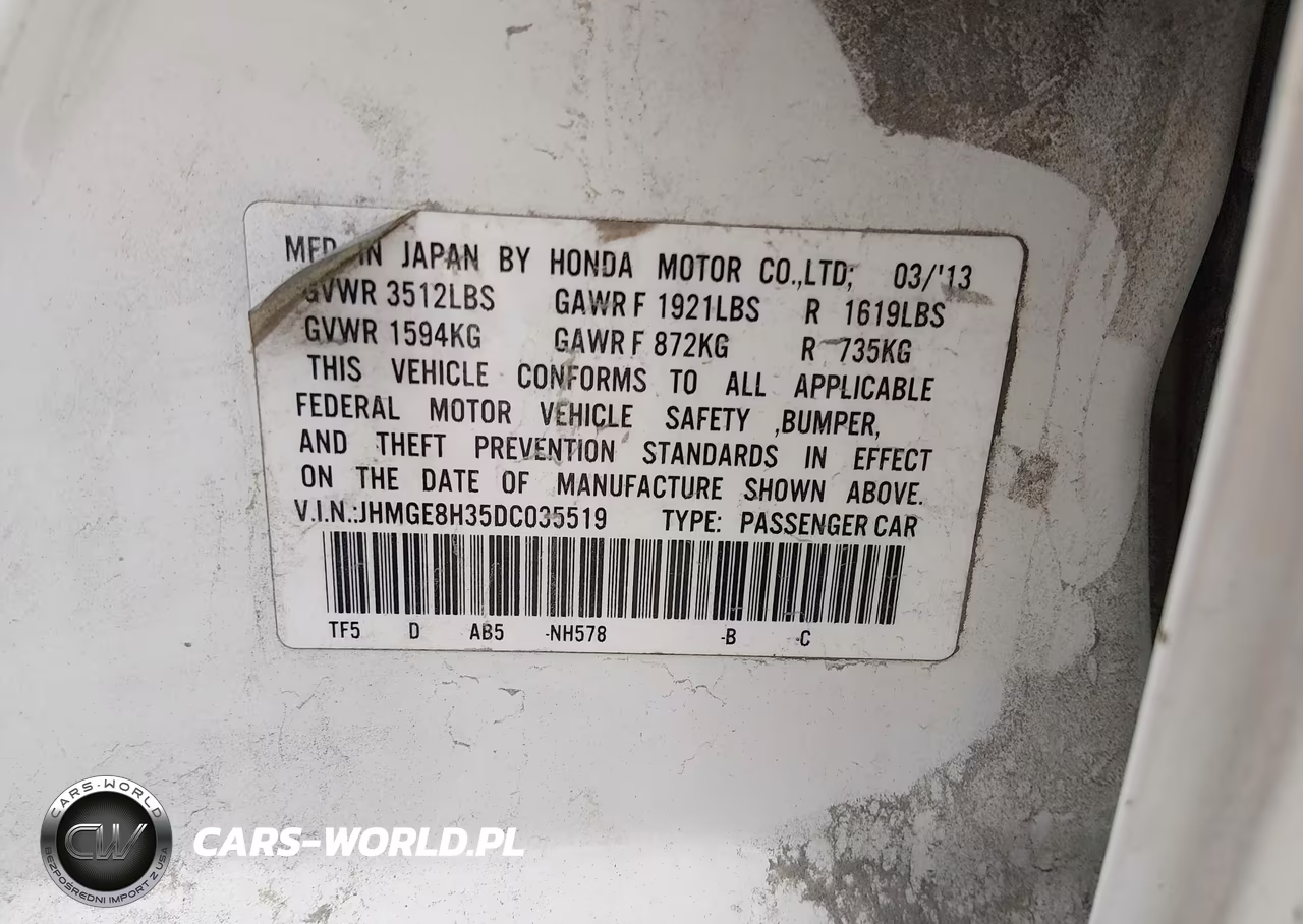 2013 Honda Fit VIN:JHMGE8H35DC035519 - 9