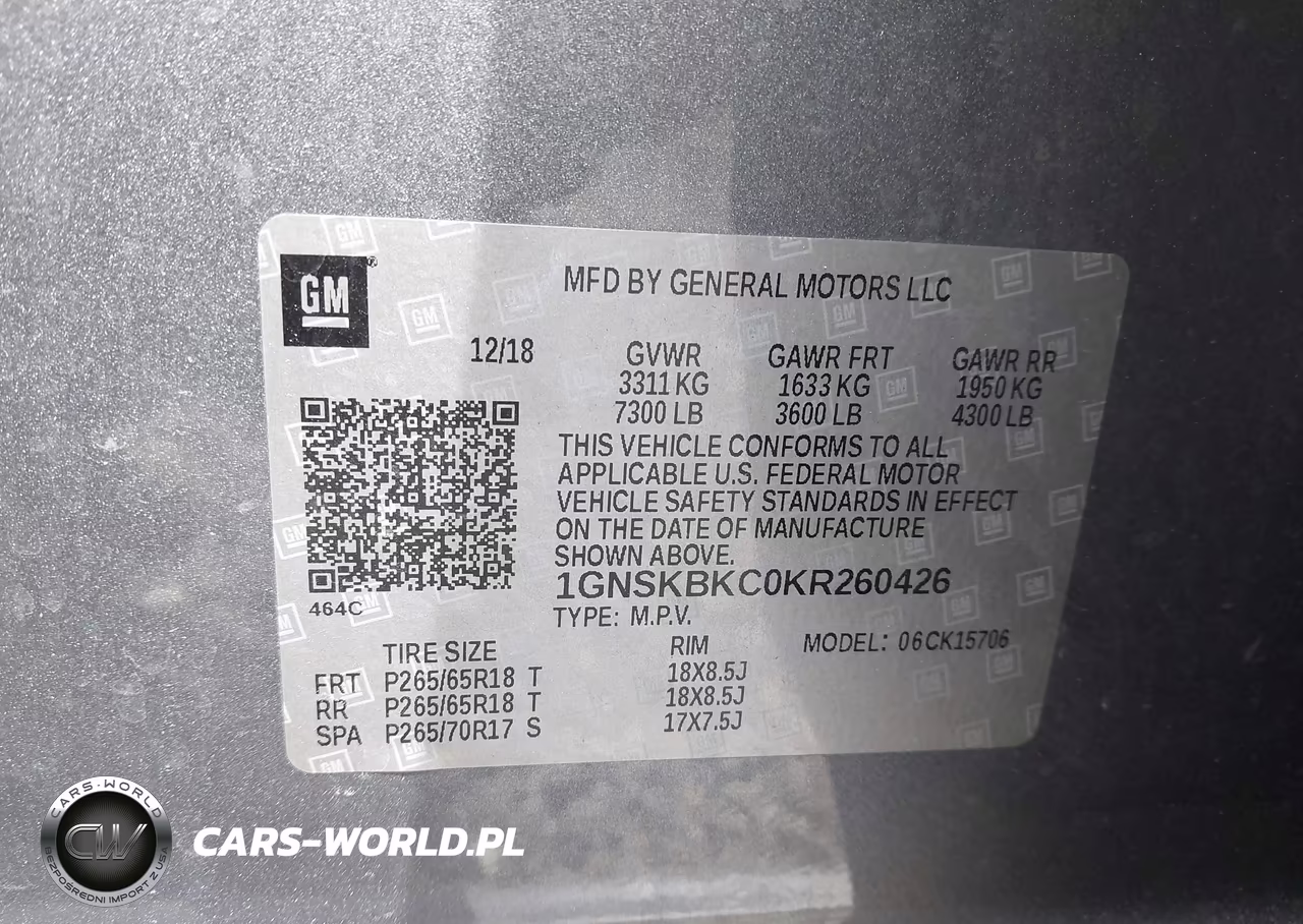 2019 Chevrolet Tahoe Lt VIN:1GNSKBKC0KR260426 - 9