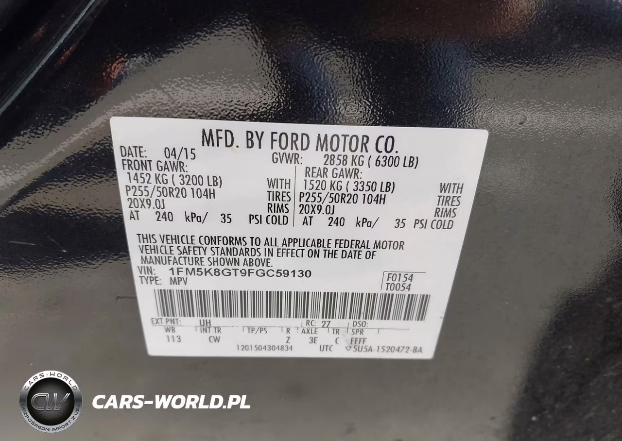 2015 Ford Explorer Sport VIN:1FM5K8GT9FGC59130 - 9