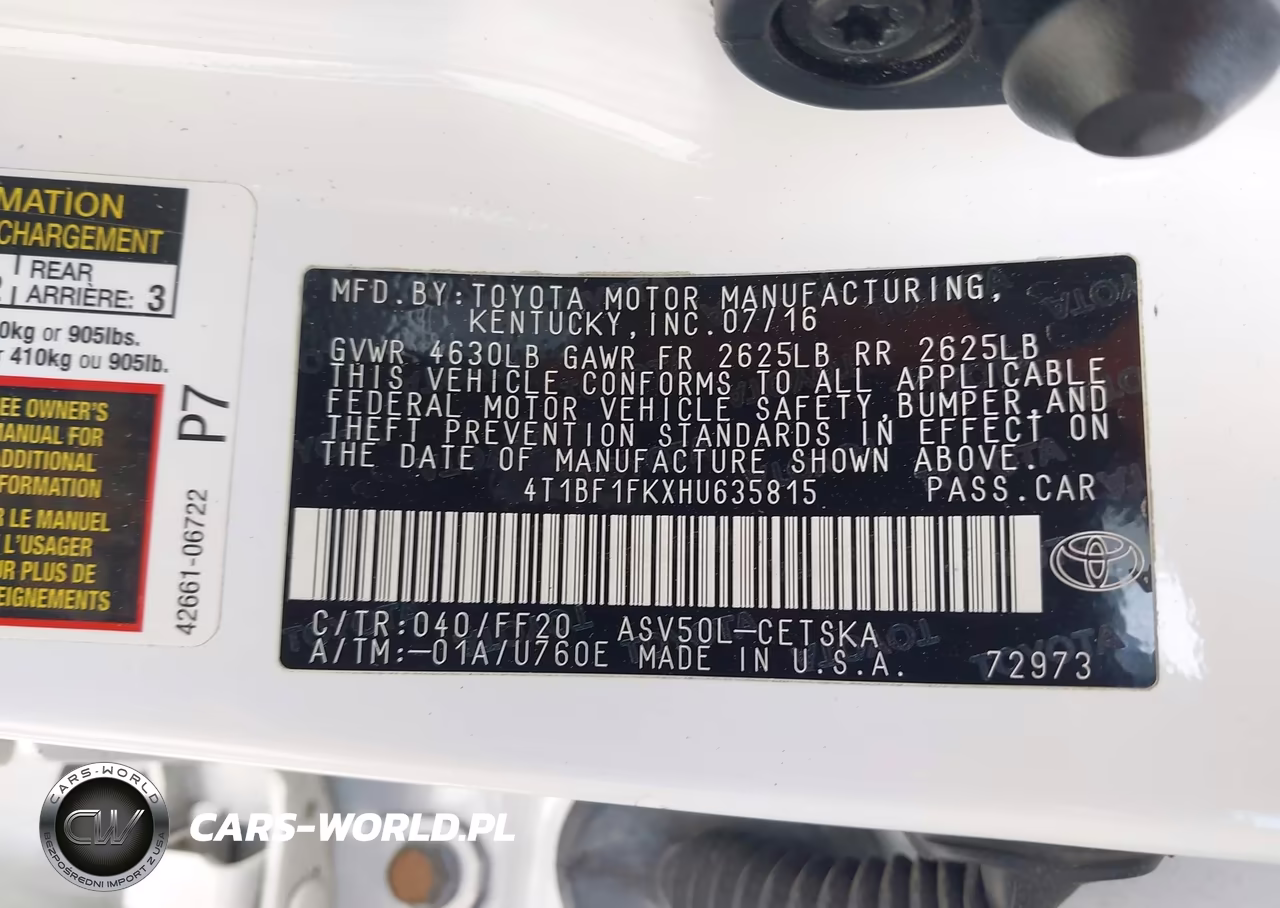 2017 Toyota Camry Se VIN:4T1BF1FKXHU635815 - 9