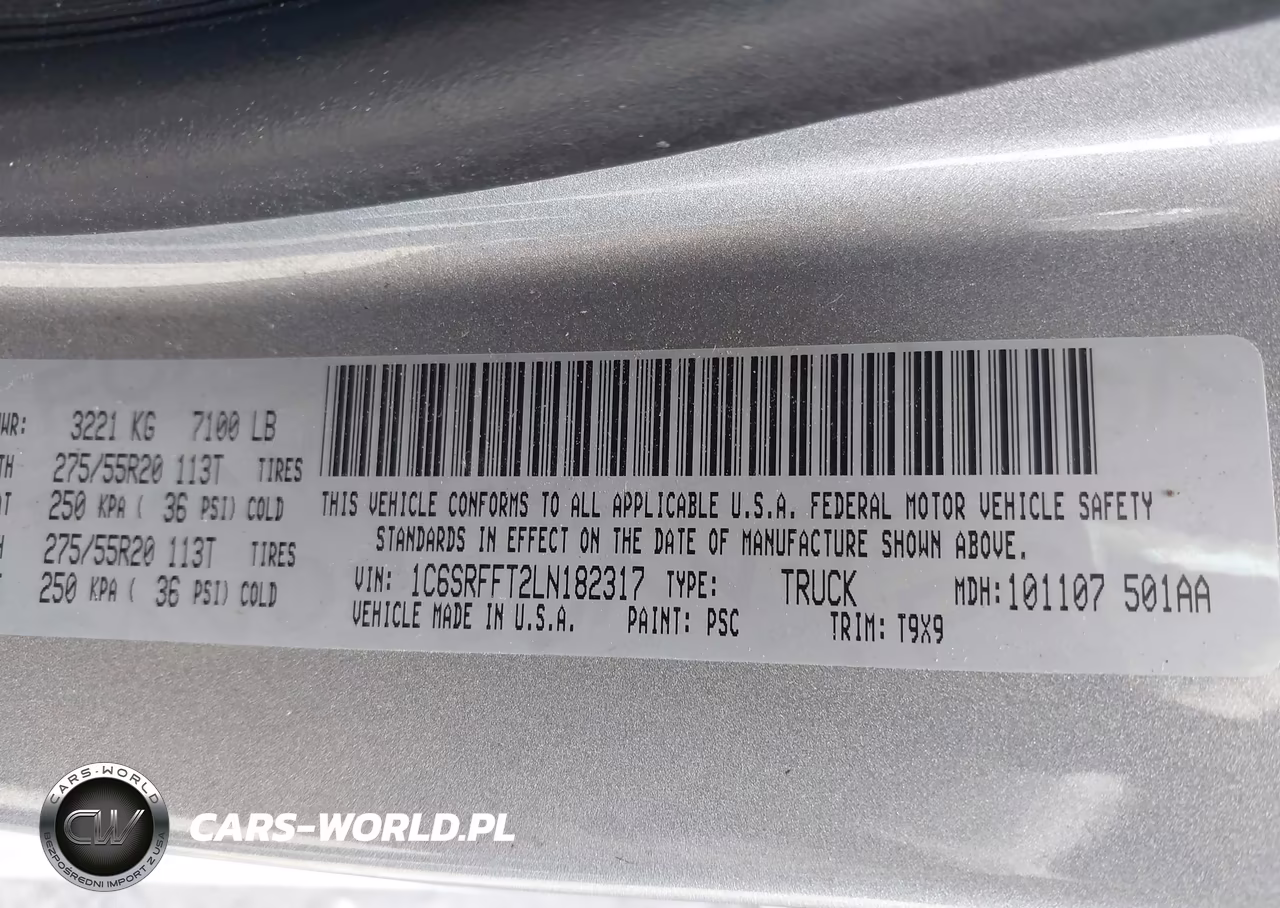 2020 Ram 1500 VIN:1C6SRFFT2LN182317 - 9