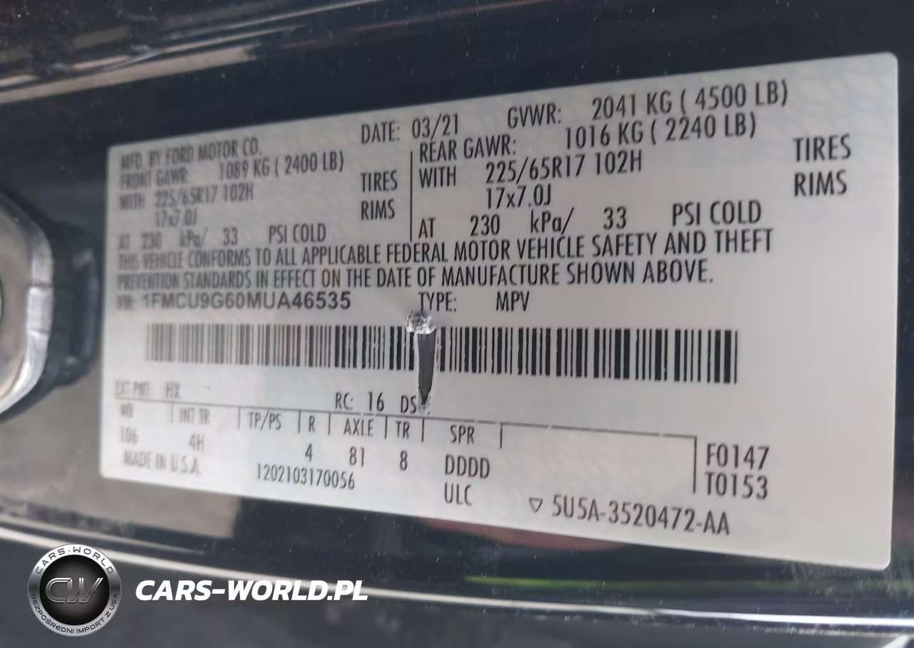 2021 Ford Escape Se VIN:1FMCU9G60MUA46535 - 9
