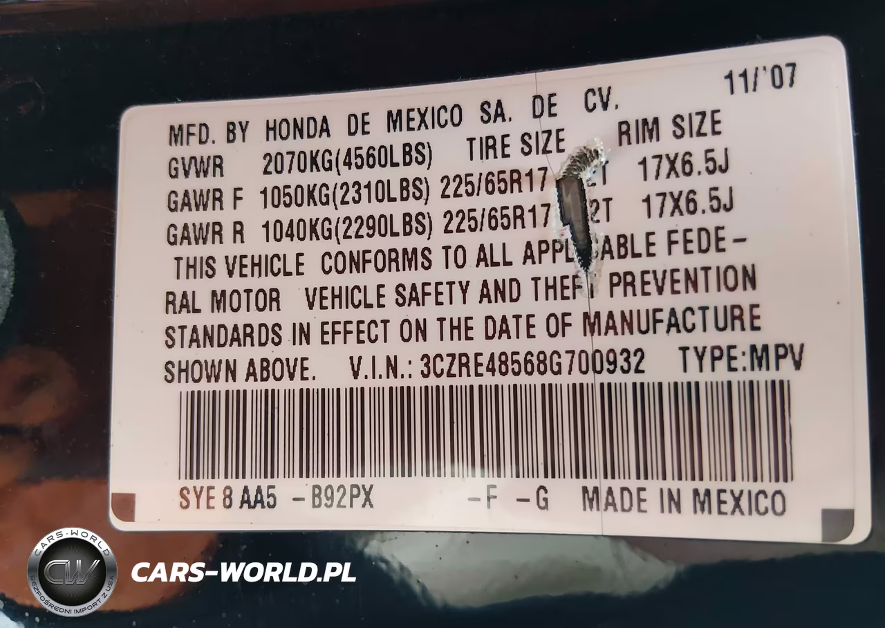 2008 Honda Cr-V Ex VIN:3CZRE48568G700932 - 9