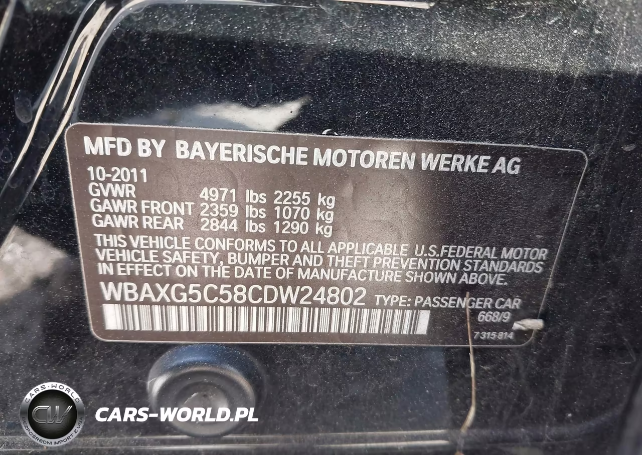 2012 BMW 528I VIN:WBAXG5C58CDW24802 - 9