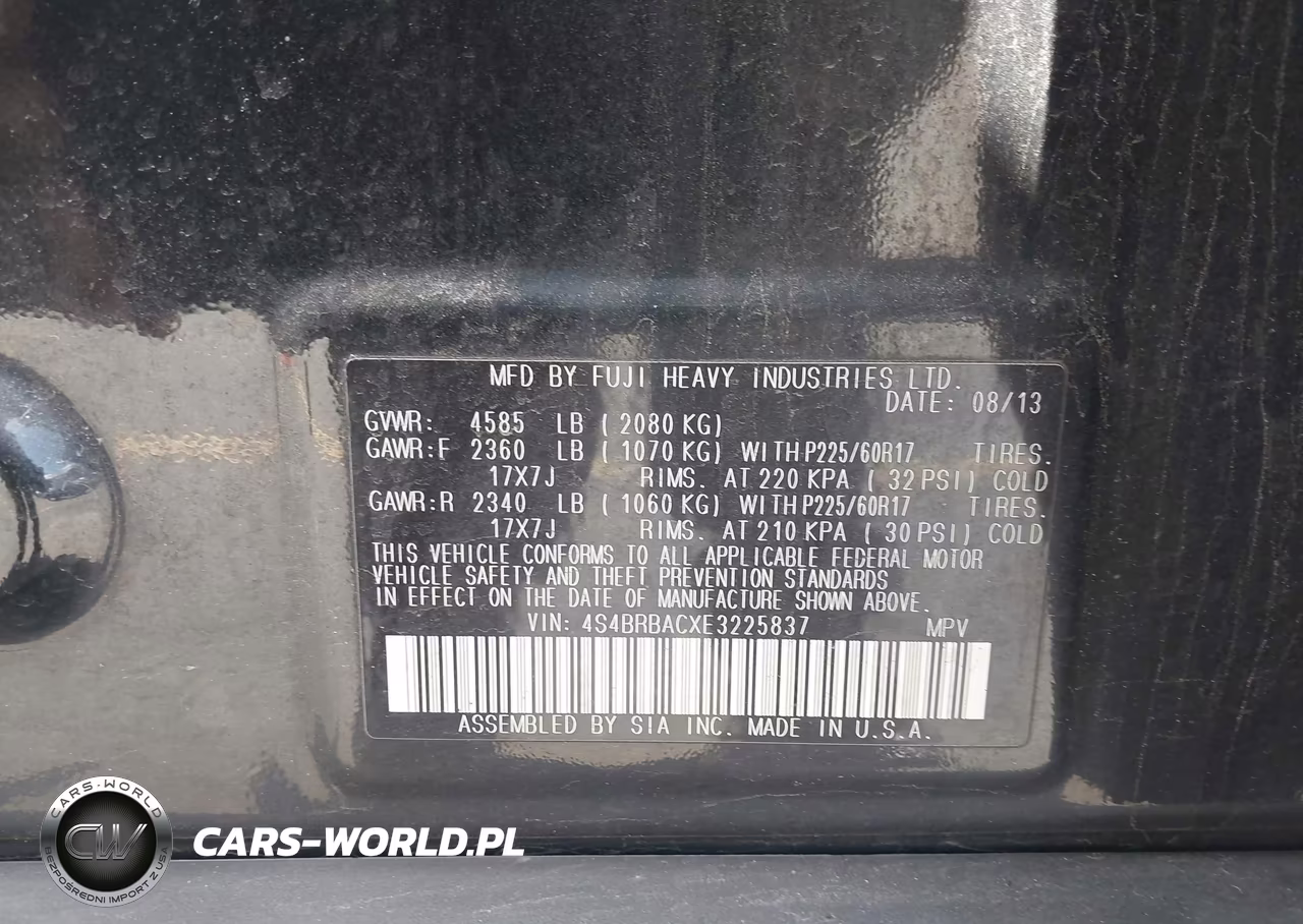 2014 Subaru Outback 2.5I VIN:4S4BRBACXE3225837 - 9
