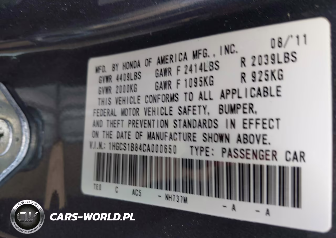 2012 Honda Accord 2.4 Ex-L VIN:1HGCS1B84CA000650 - 9