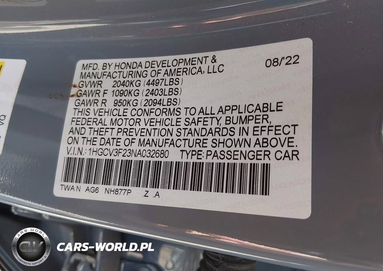 2022 Honda Accord Hybrid Sport VIN:1HGCV3F23NA032680 - 9