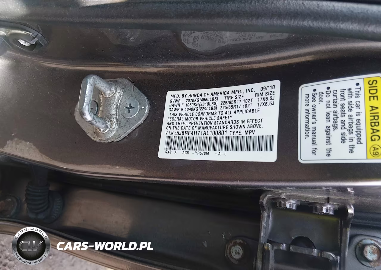 2010 Honda Cr-V Ex-L VIN:5J6RE4H71AL100801 - 9